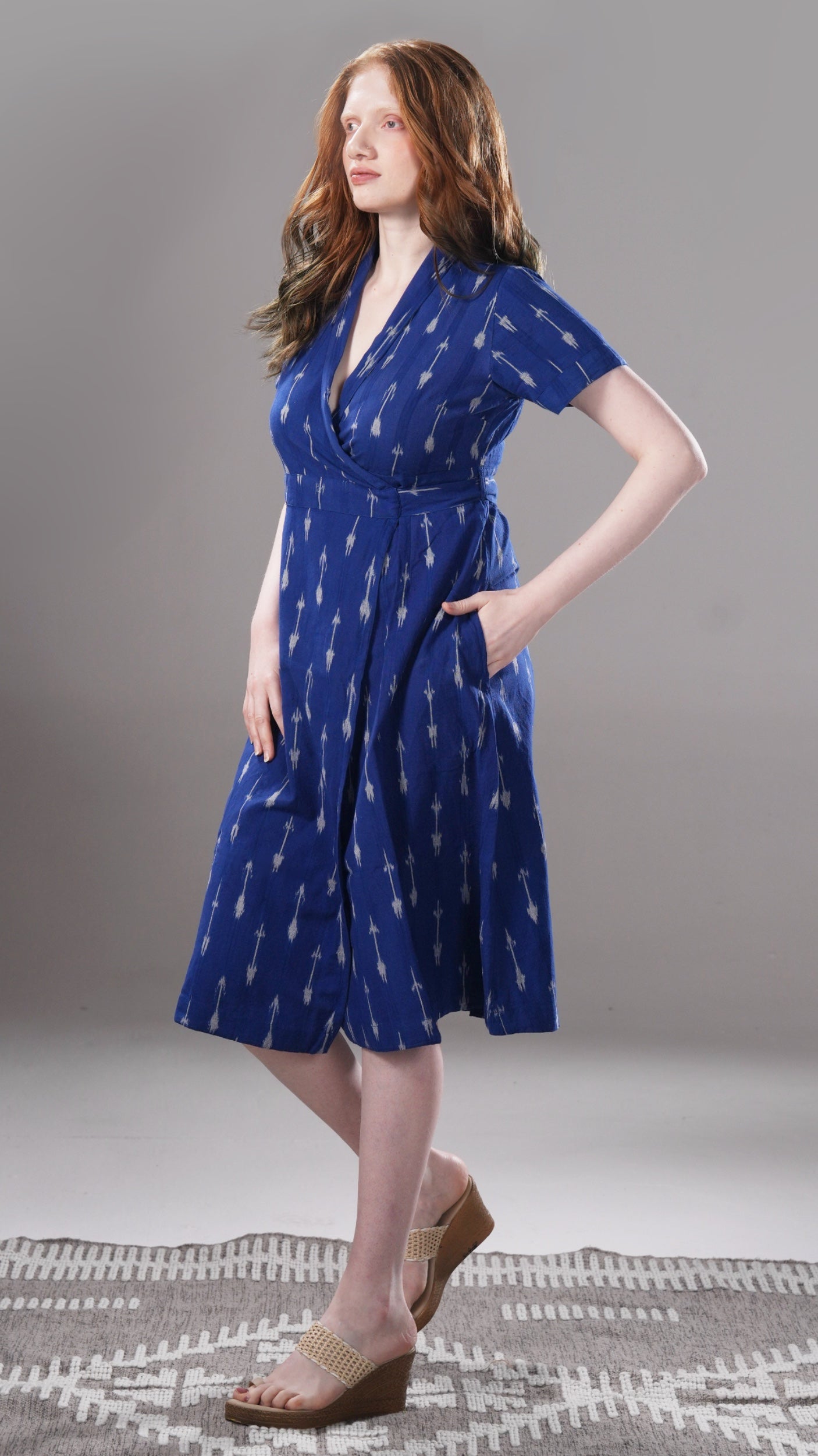 blue and white ikat dress Blue & White Ikat Dress-Tunic